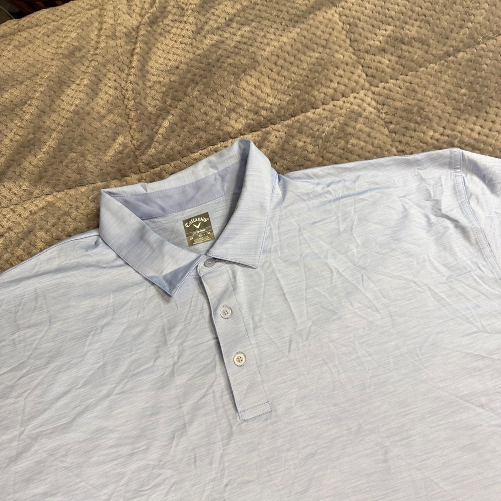 Callaway Opti-Dri Mens 3X Light Blue Heathered Performance Golf Polo Shirt